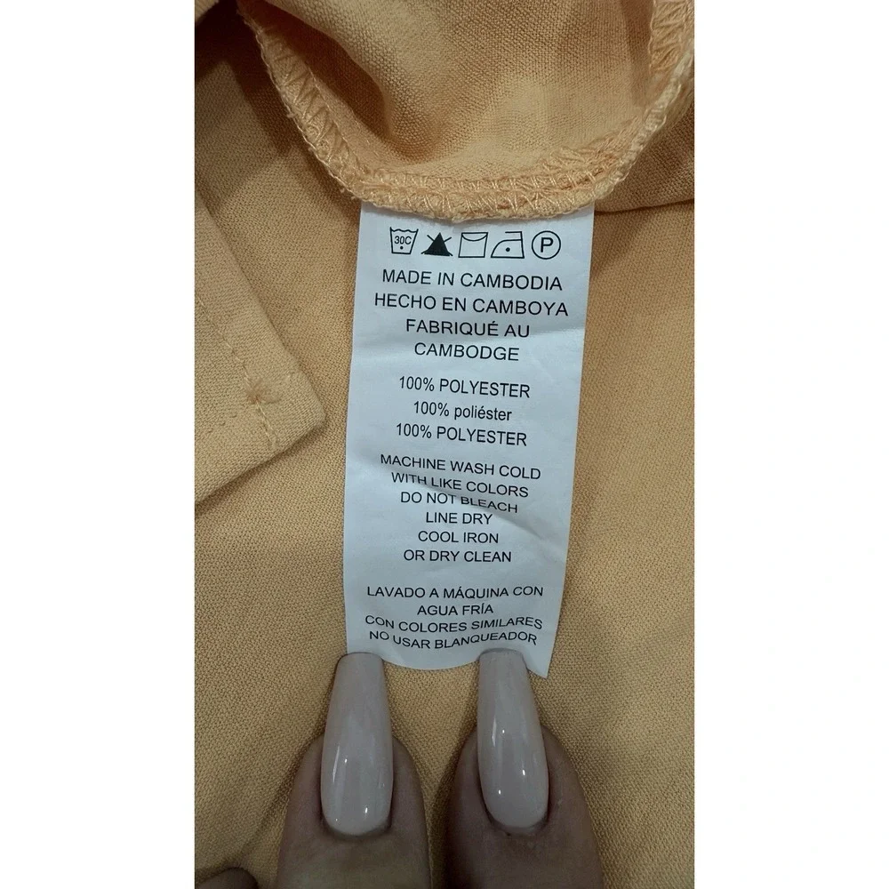 Michael Kors Peach‎ Textured Puff Sleeve Quarter Zip Top Womens XS